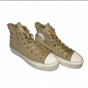 Classic Tan High-Top Platform Sneakers